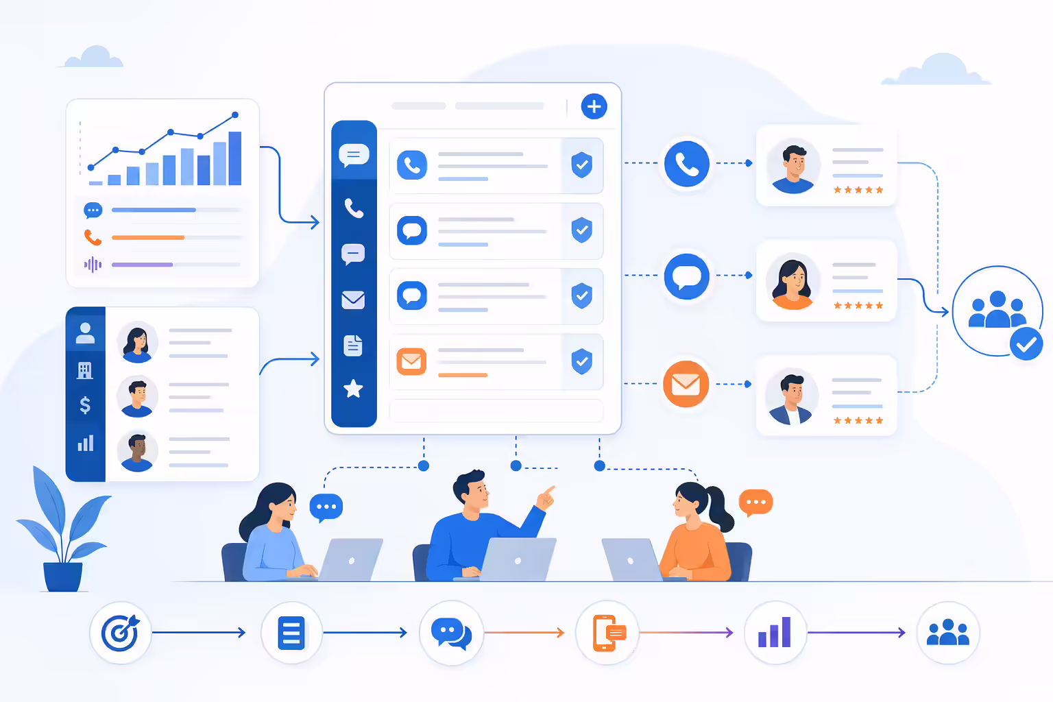 Consistent call and SMS template hub for sales messaging