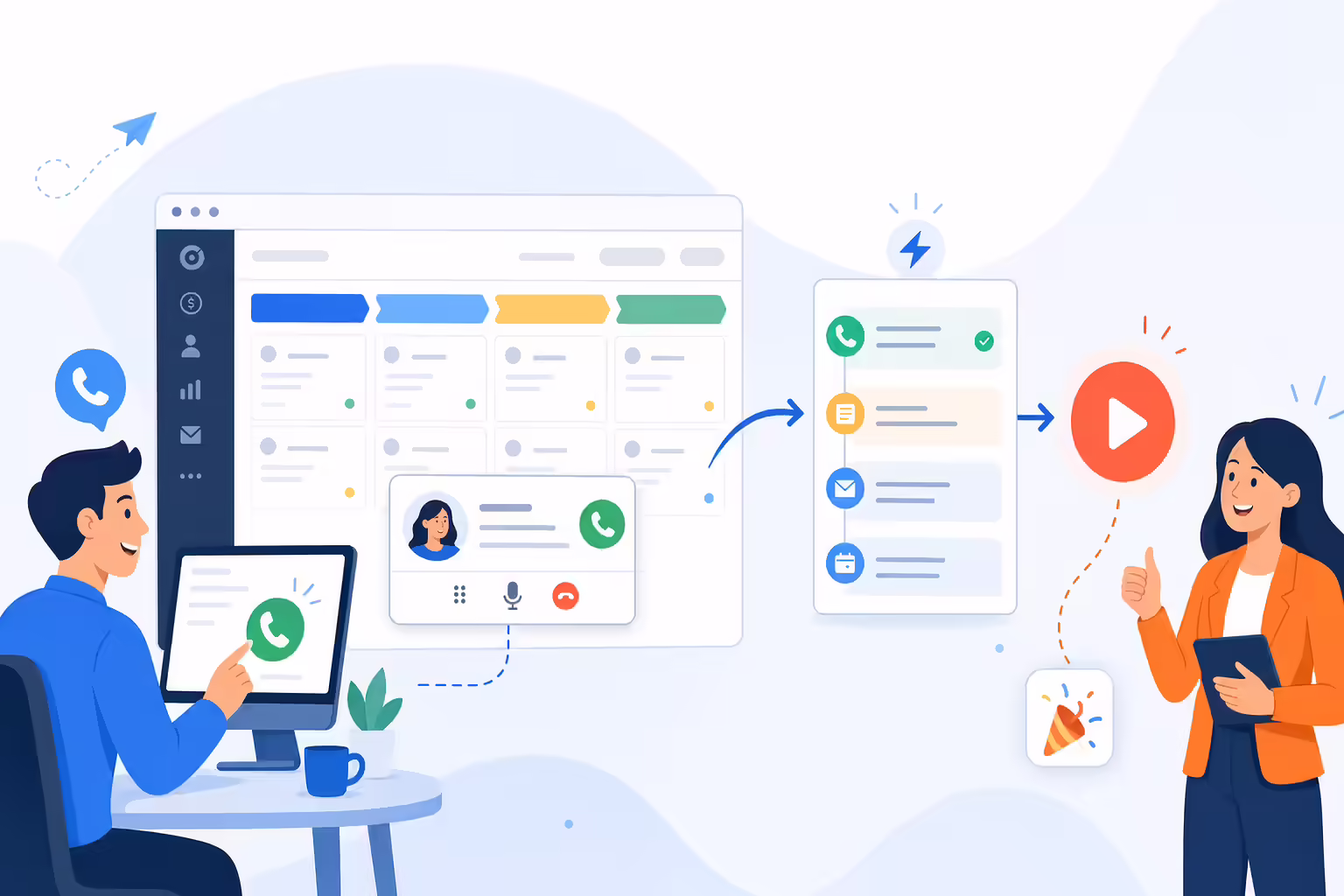 Pipedrive integration workflow for click to call and automatic call logging