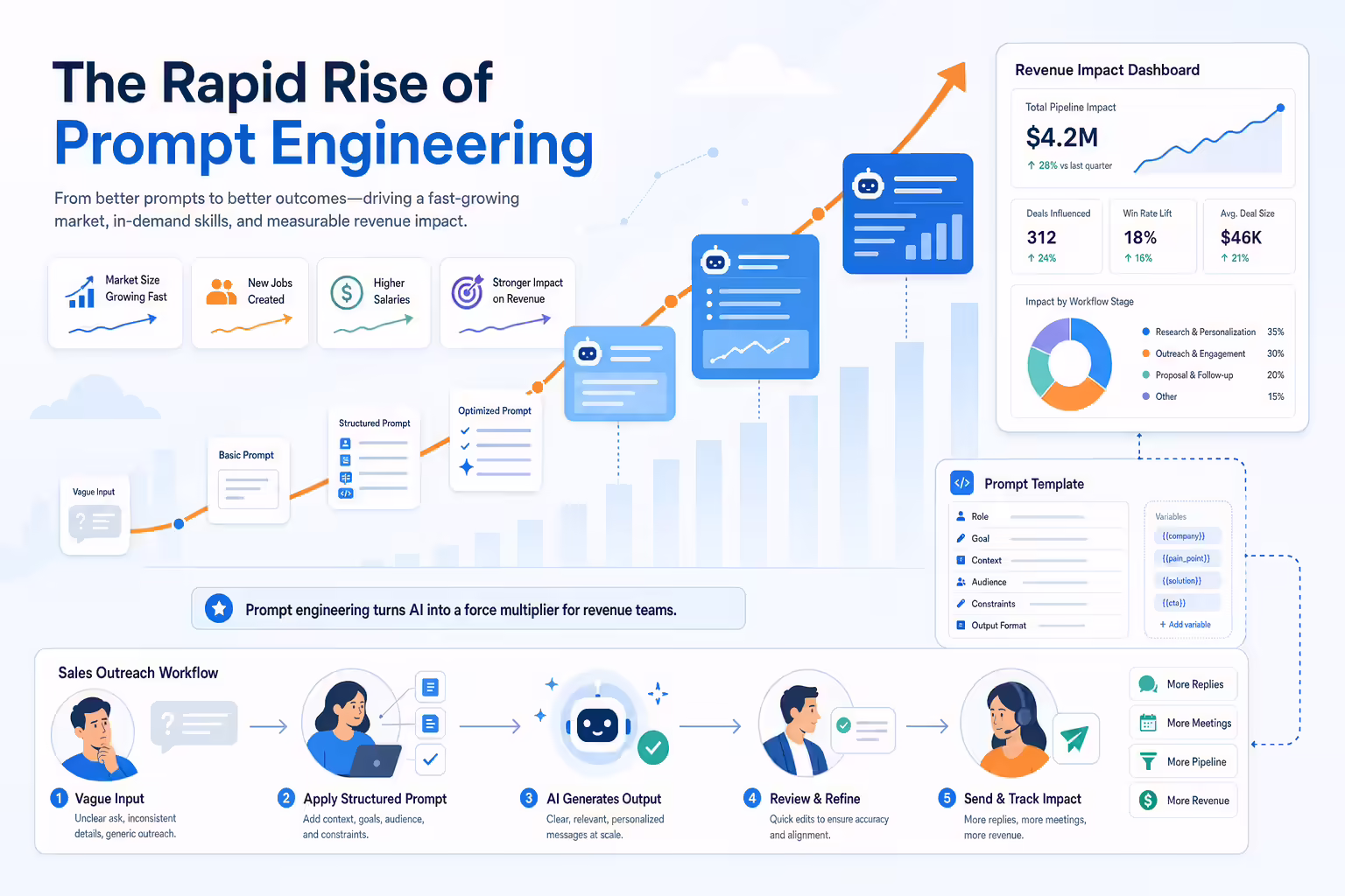 Prompt engineering growth shown through structured AI sales workflows