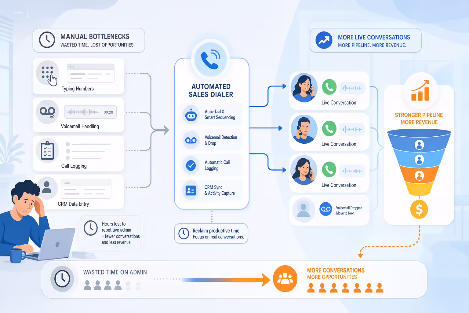 Automated sales dialer removing manual call workflow bottlenecks