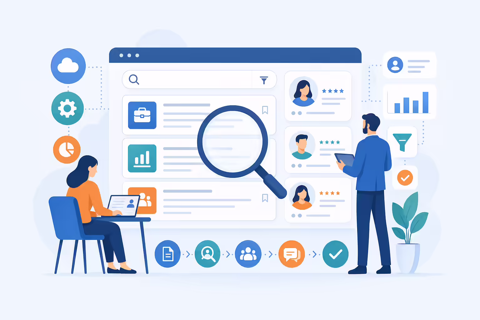 Sales operations job search with hiring pipeline cards