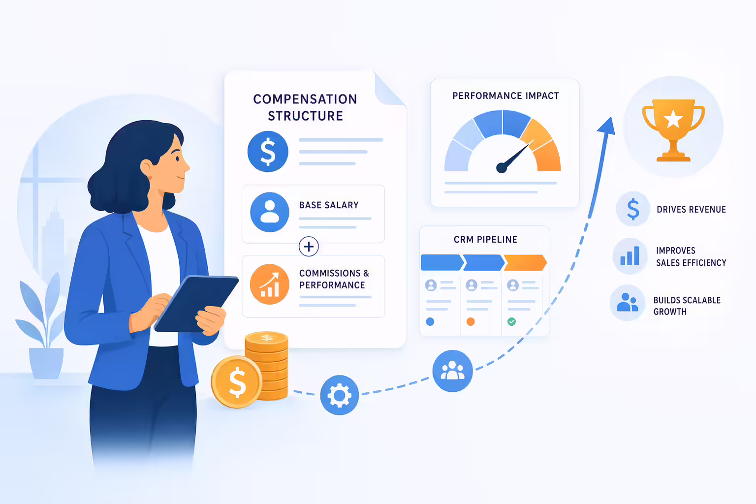 Sales operations compensation model with performance metrics