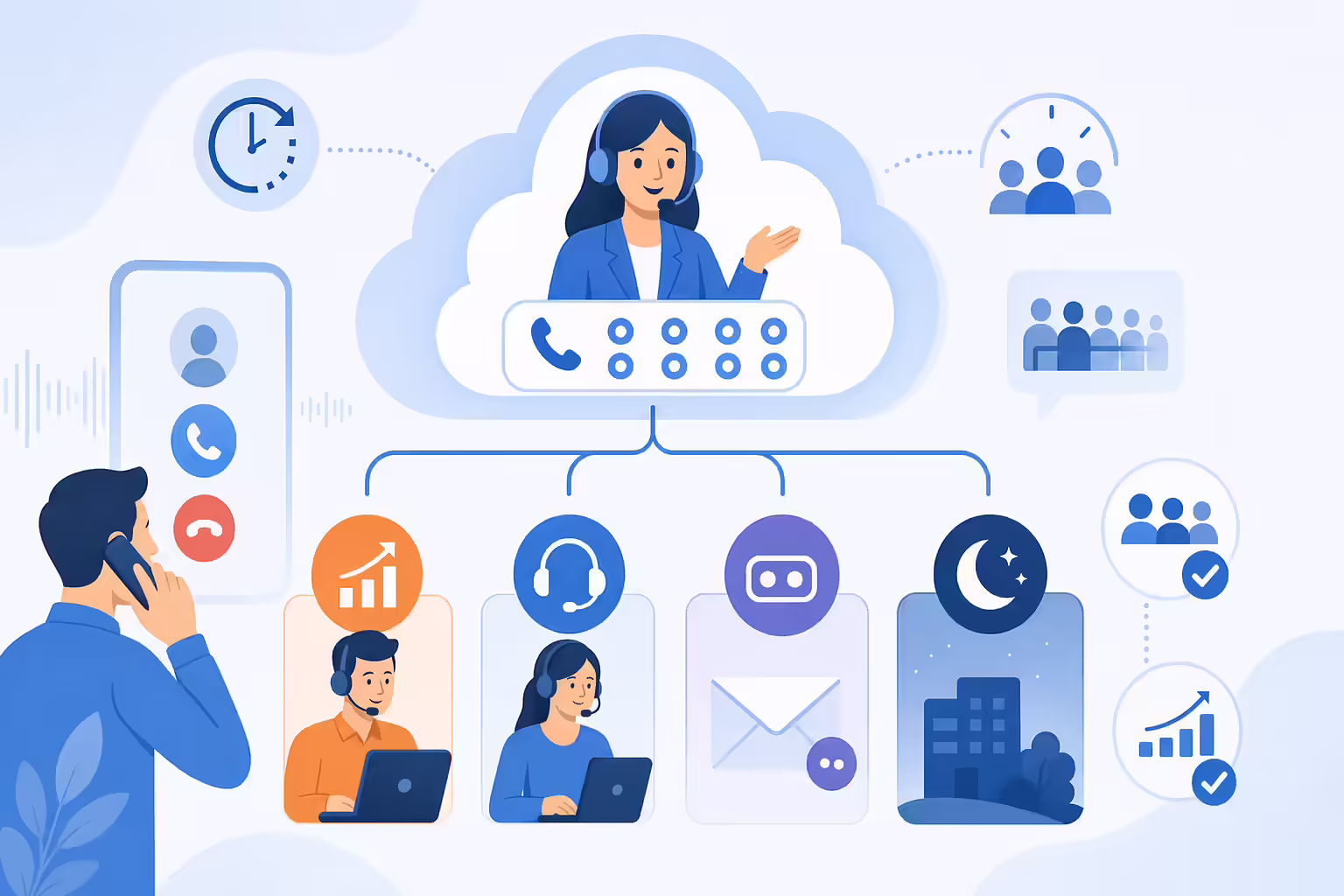 IVR menu routing business callers to the right team