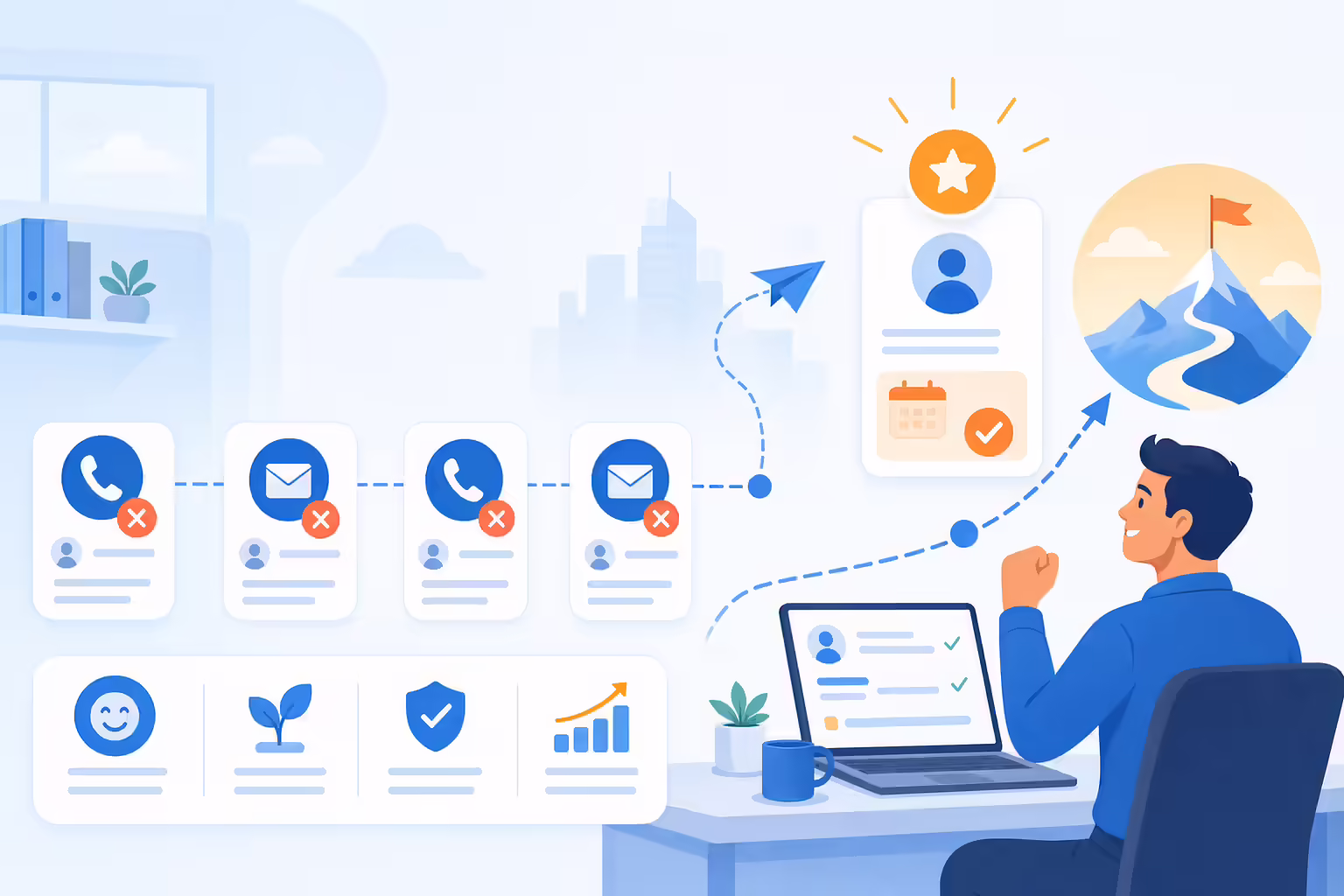 Optimistic sales workflow turning missed opportunities into future follow-up