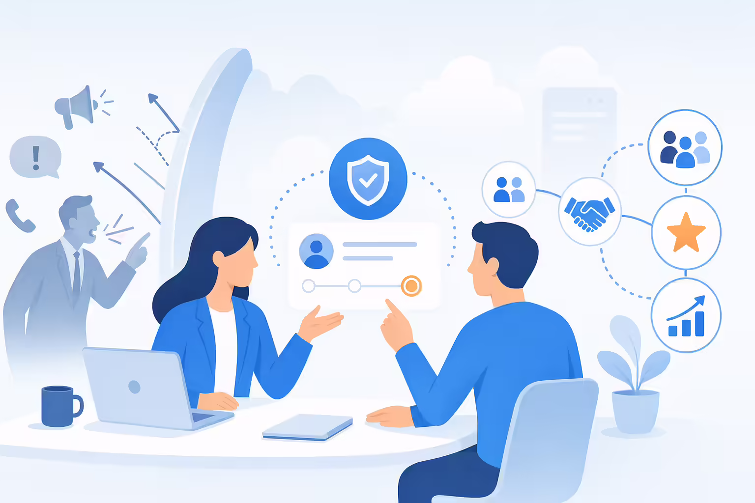 Humble sales collaboration building trust around a CRM opportunity