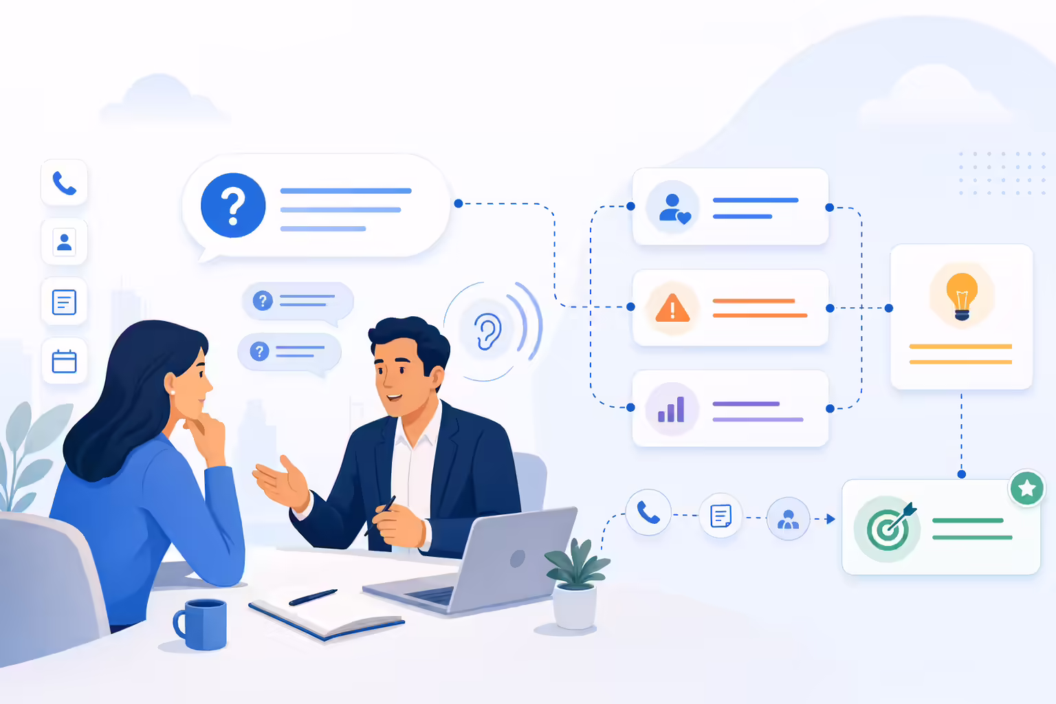 Curious sales discovery workflow uncovering customer needs