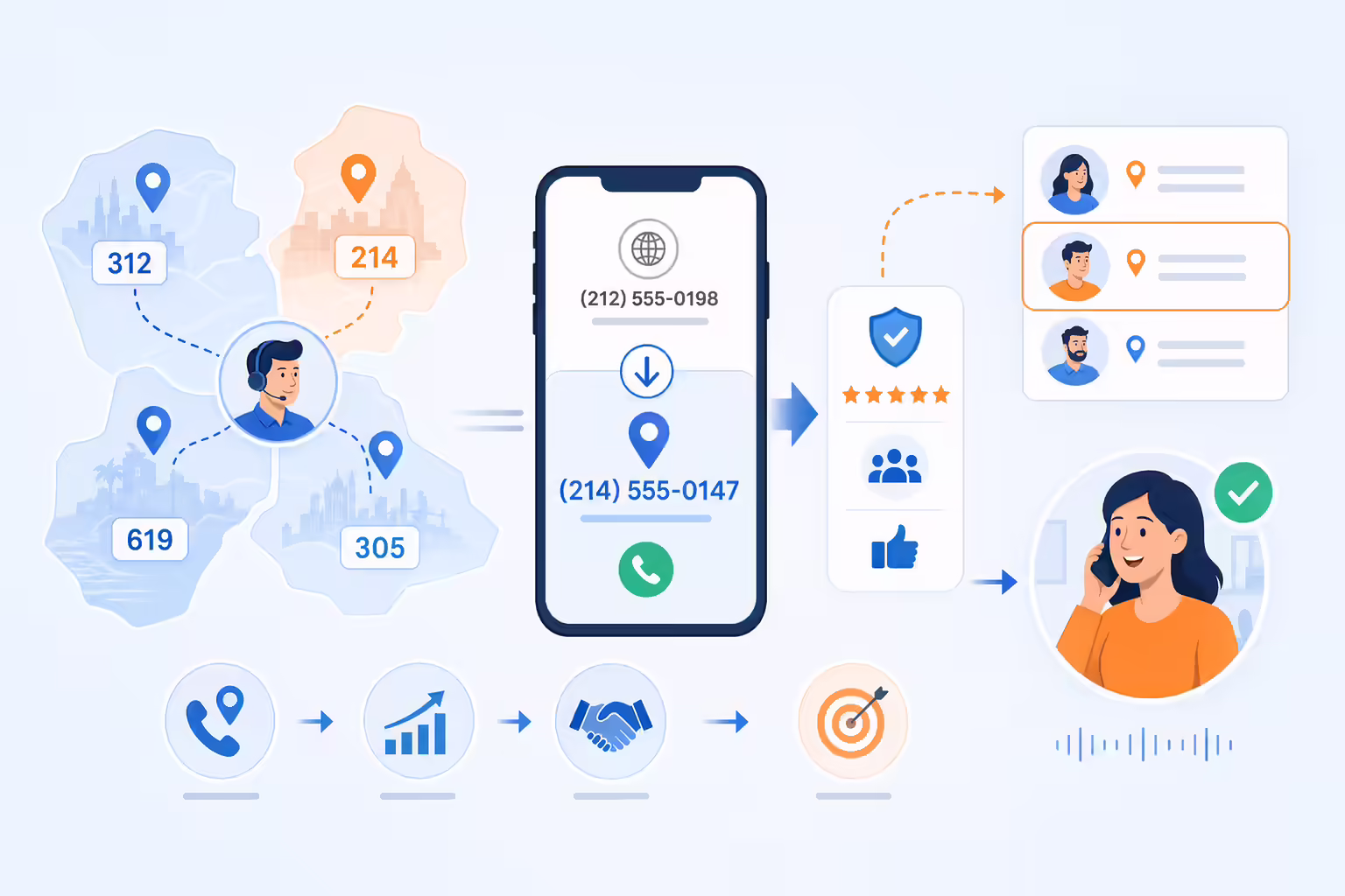 Local presence dialing connecting sales reps with nearby prospects