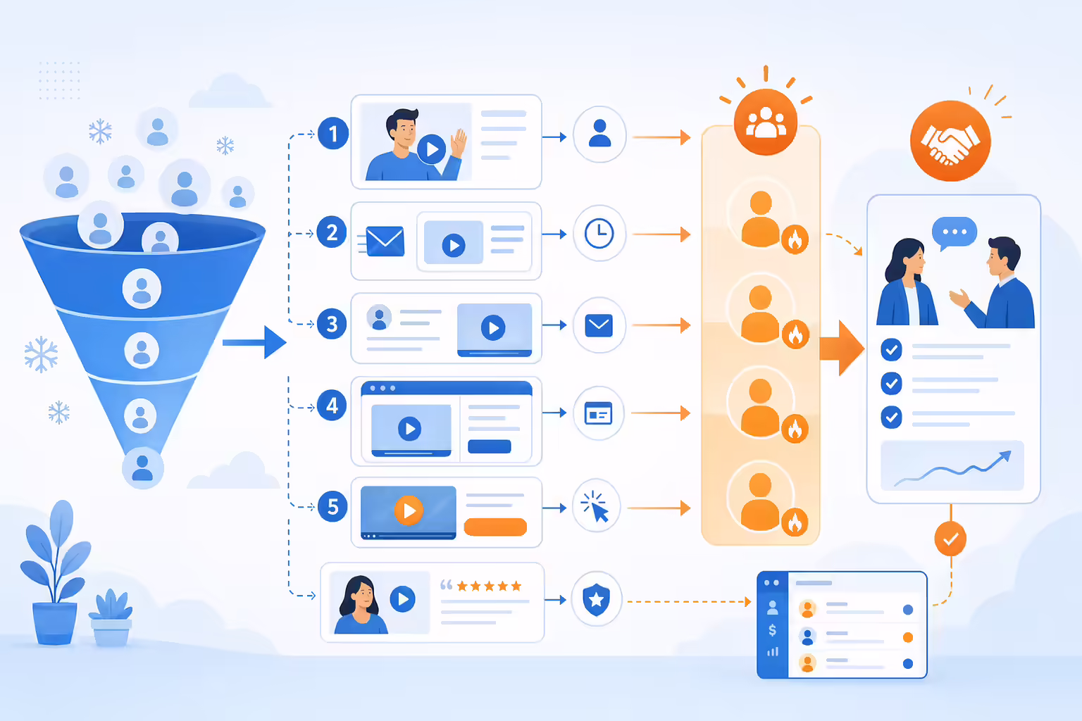 Video strategies warming cold leads through CRM follow-up workflows