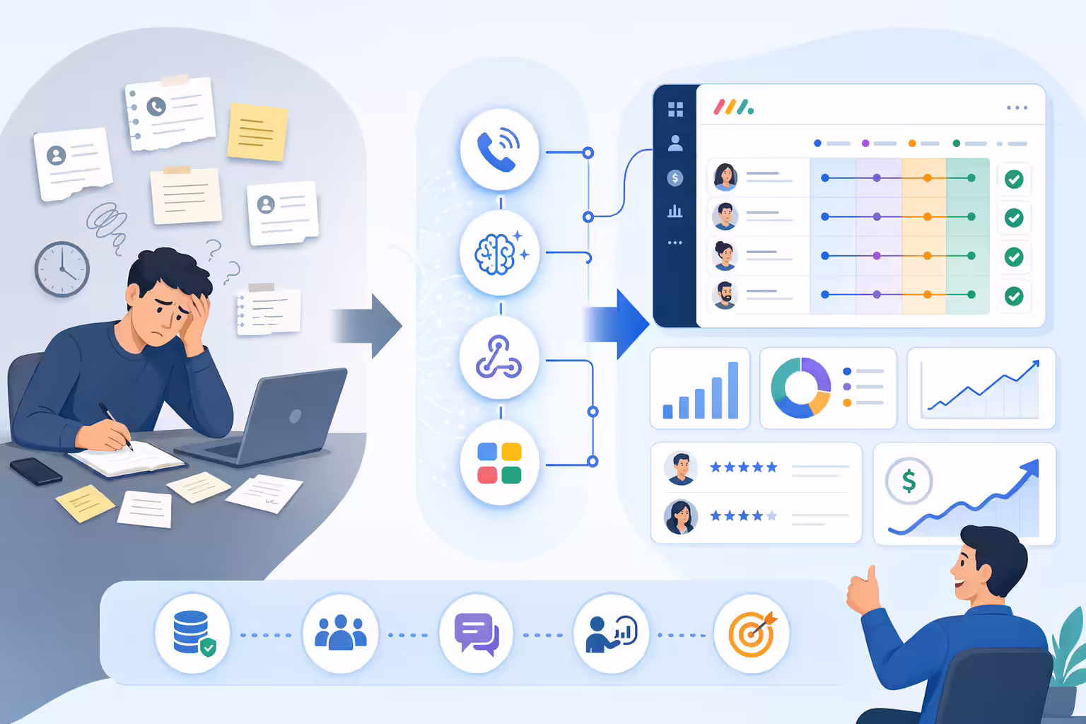 Automated workflow turning call summaries into monday.com deal updates