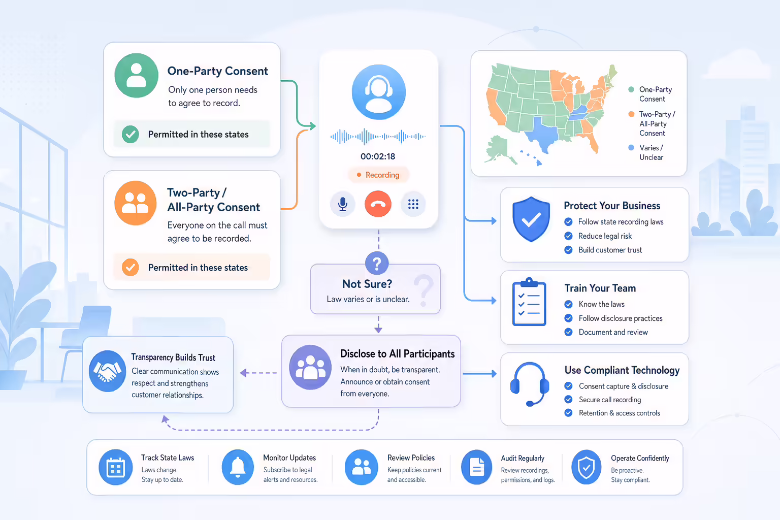 Call recording consent summary workflow