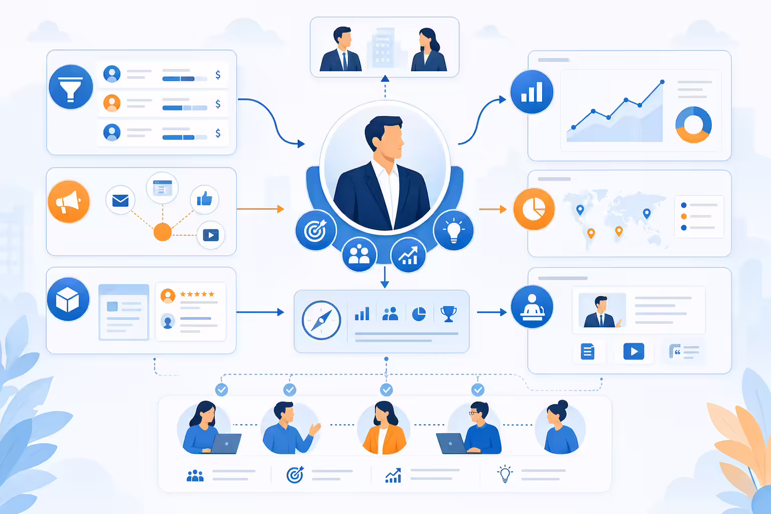 Commercial leadership strategy connecting sales marketing and product teams