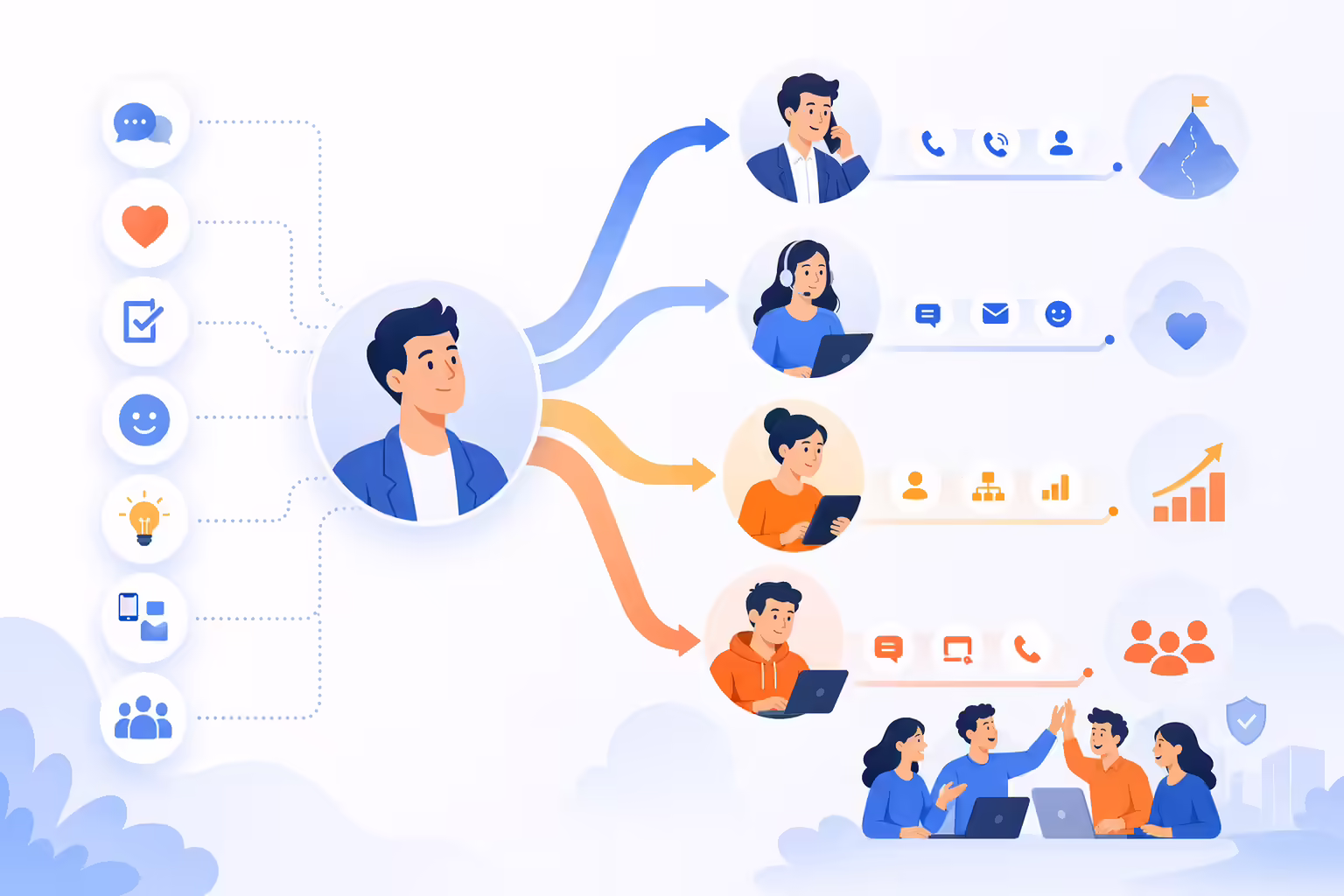 Sales role paths matched to communication and CRM skills