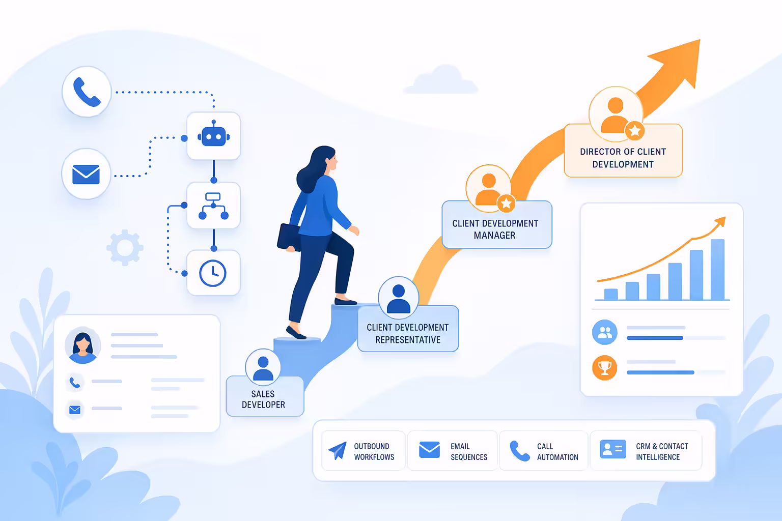 Client development manager career growth path with sales automation tools