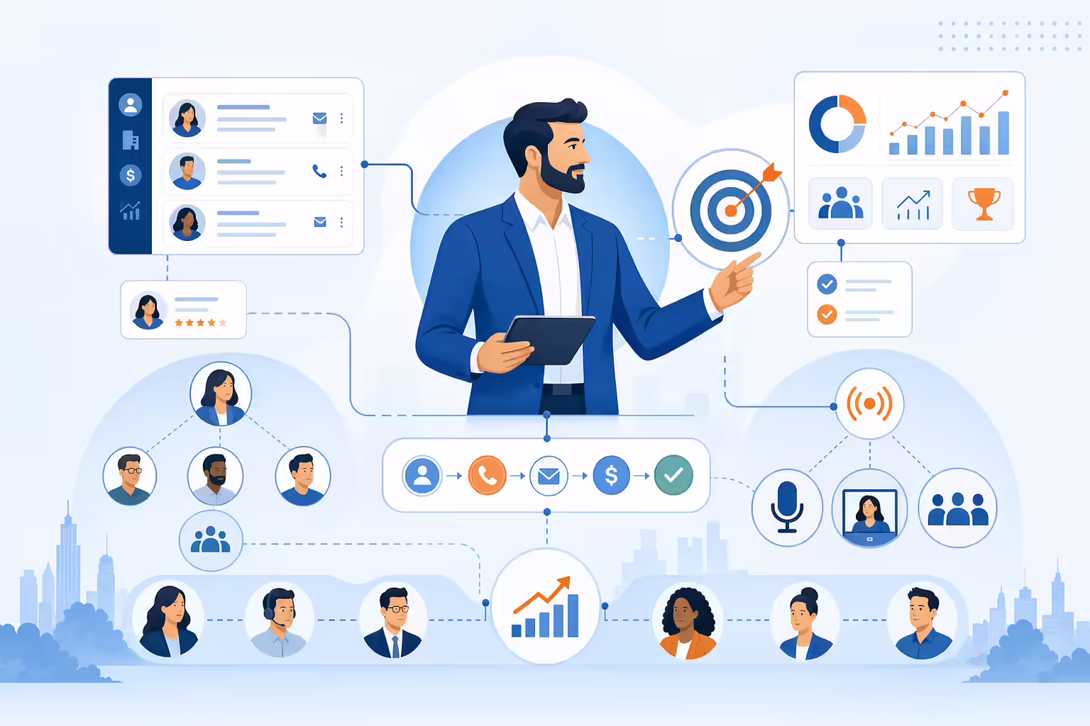 Head of sales strategy workflow with team KPIs and revenue operations