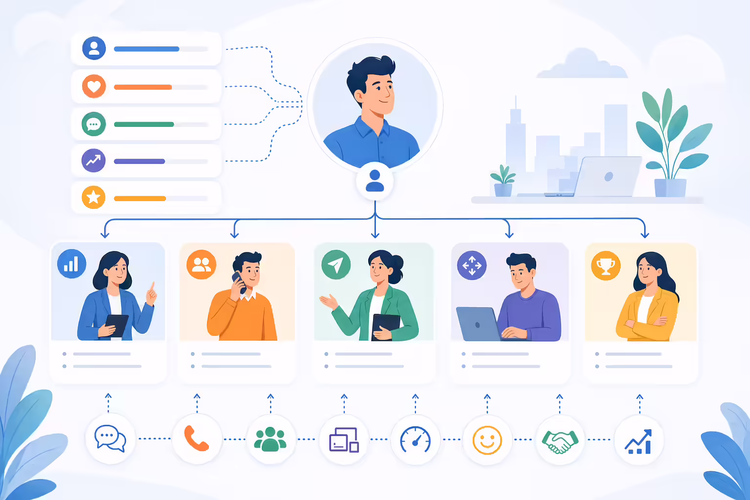 Sales role decision path and skill matching workflow