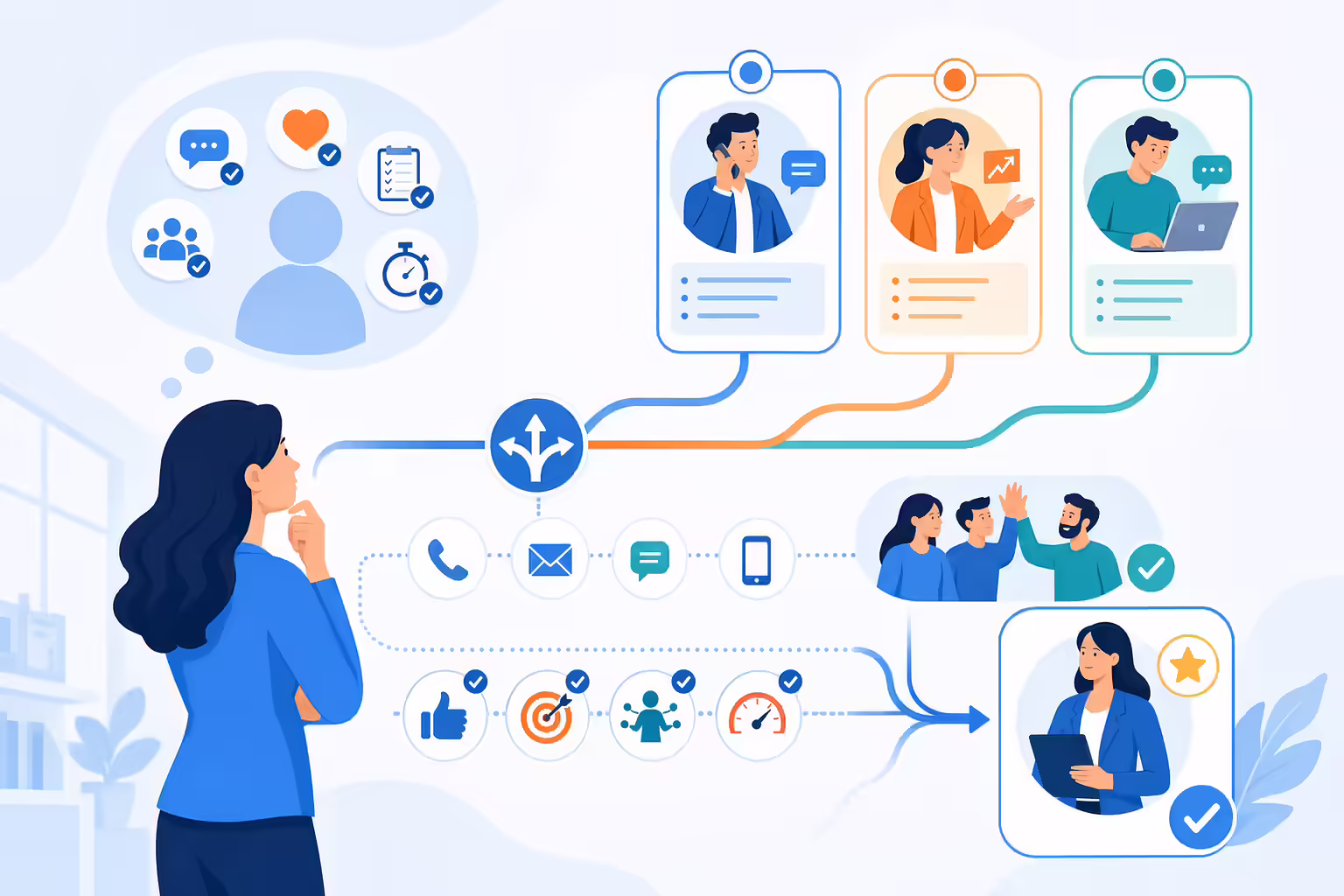 Sales role decision path with communication and teamwork skills