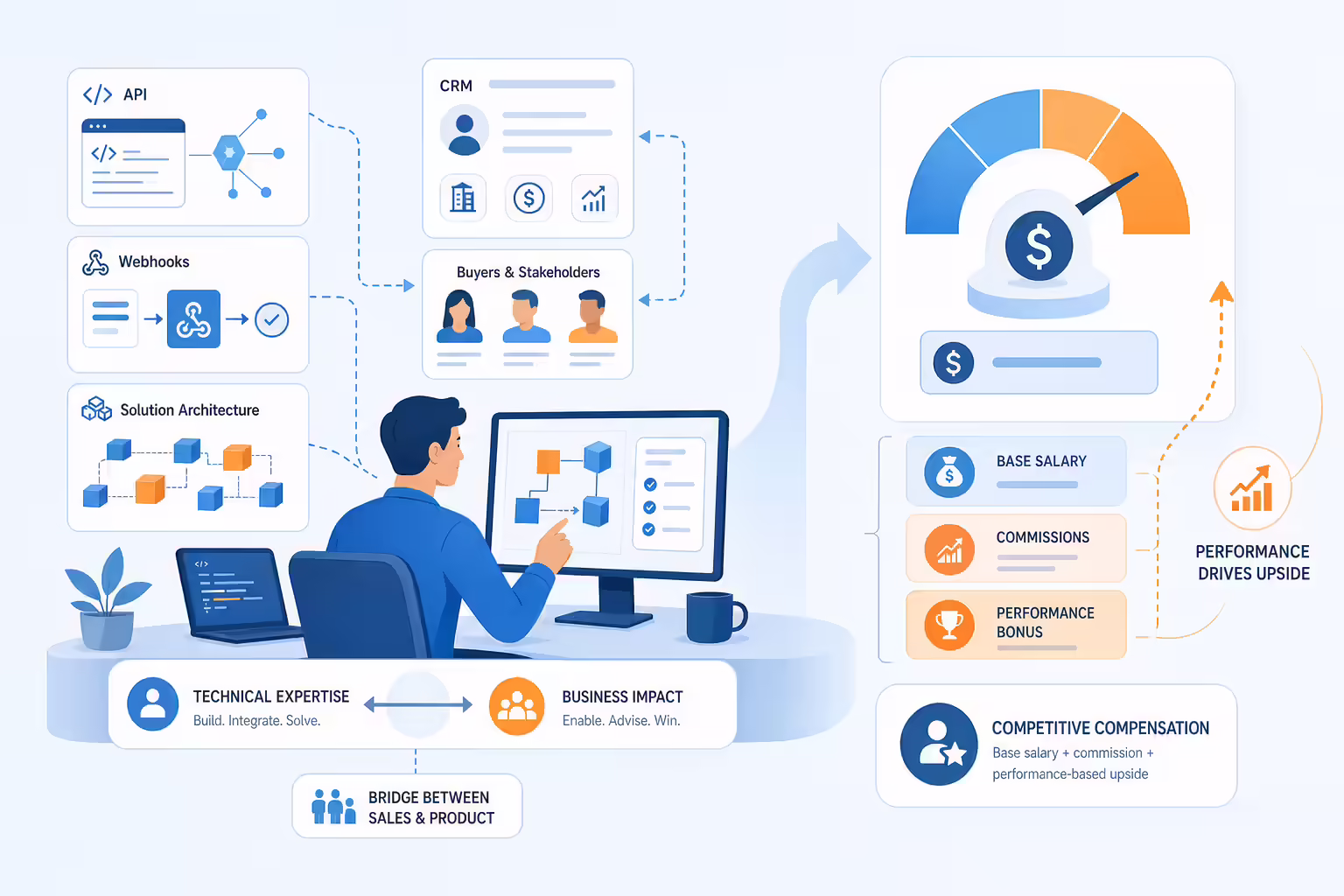 Sales engineering compensation connected to SaaS solution workflows