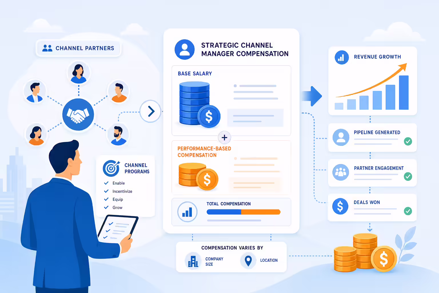 Strategic channel manager compensation connected to partner revenue