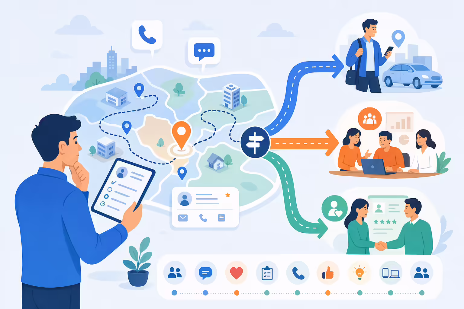 Territory sales career path with regional CRM workflows