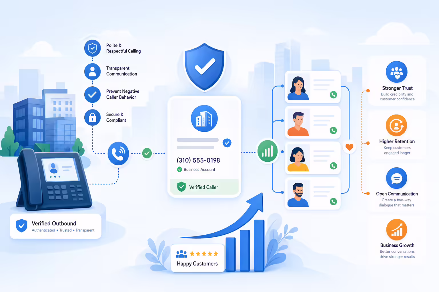 Trusted caller ID reputation connecting business calls to customers