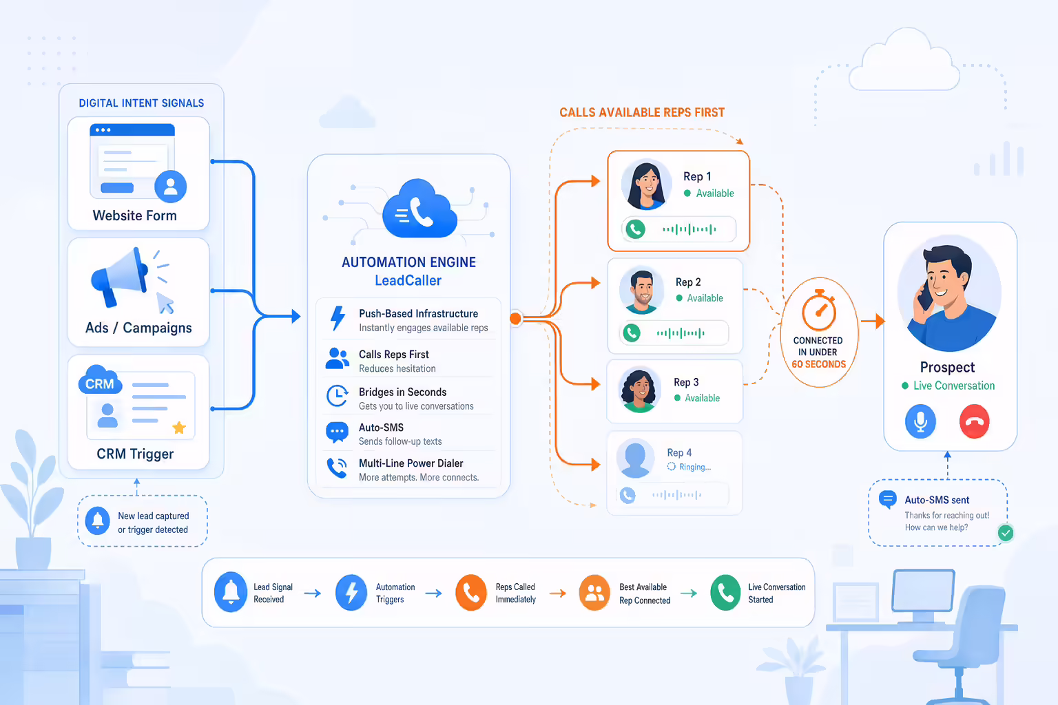 Automated lead routing connecting intent signals to live sales conversations
