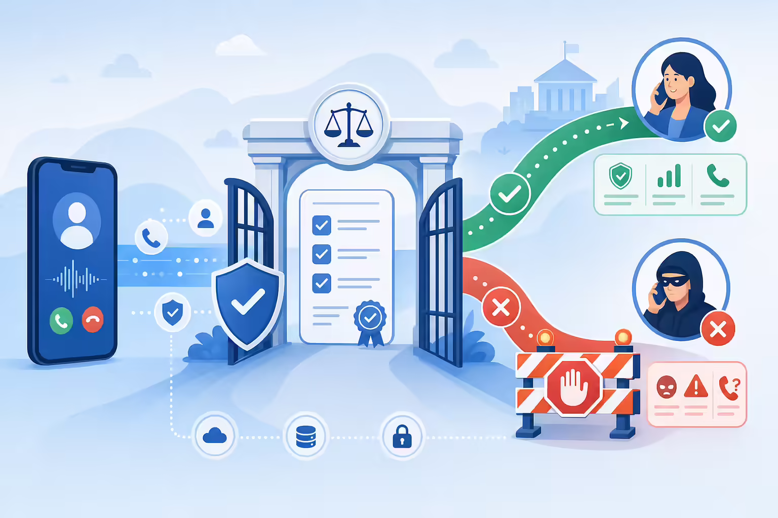Illustration of compliance safeguards for outbound caller ID