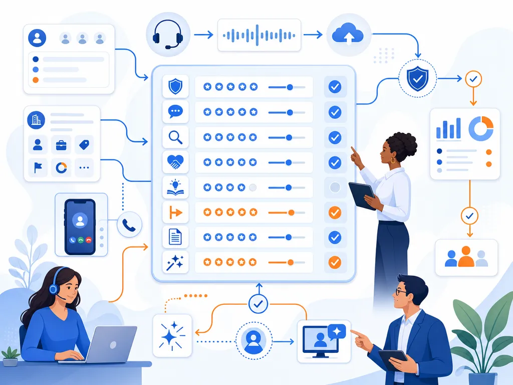 Call quality assurance scorecard template answer common buyer questions with a concise visual summary illustration