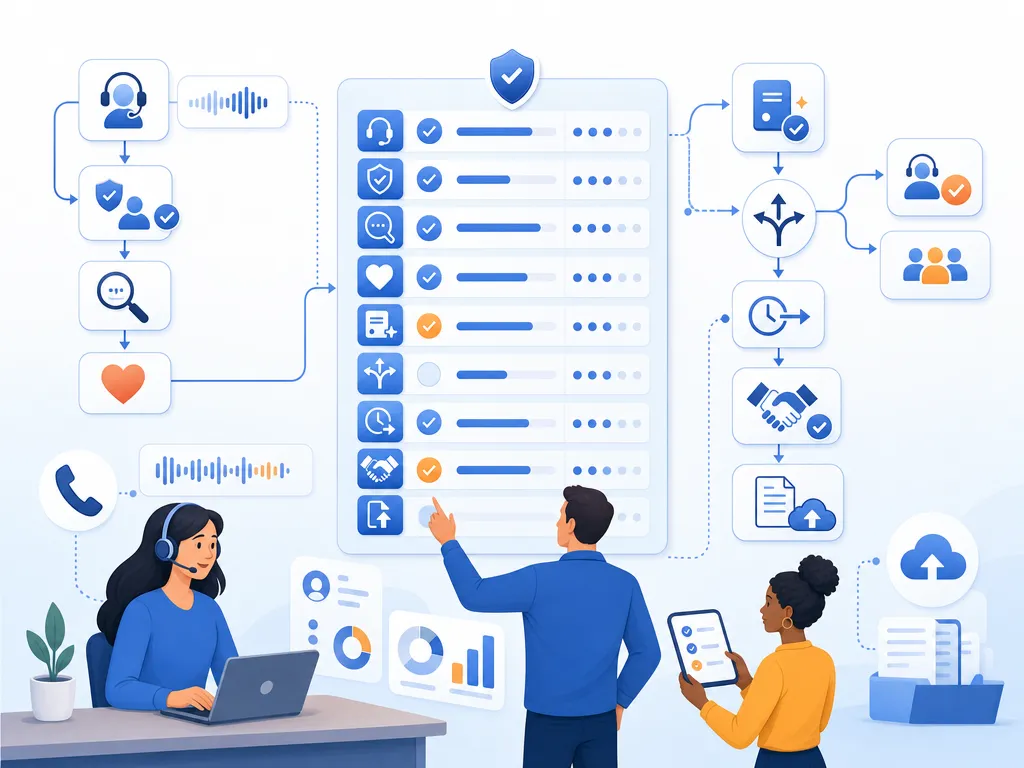 Customer service call scorecard example answer common buyer questions with a concise visual summary illustration