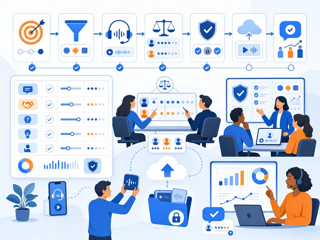 How to roll out your QA scorecard show an unlabeled evaluation checklist or decision matrix using icons and simple shapes only illustration