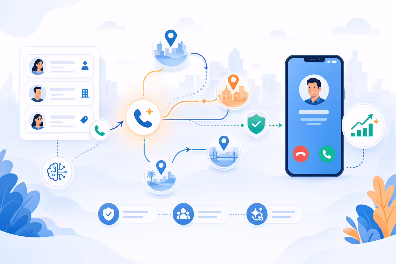 AI-powered local presence routing sales calls to improve pickup rates