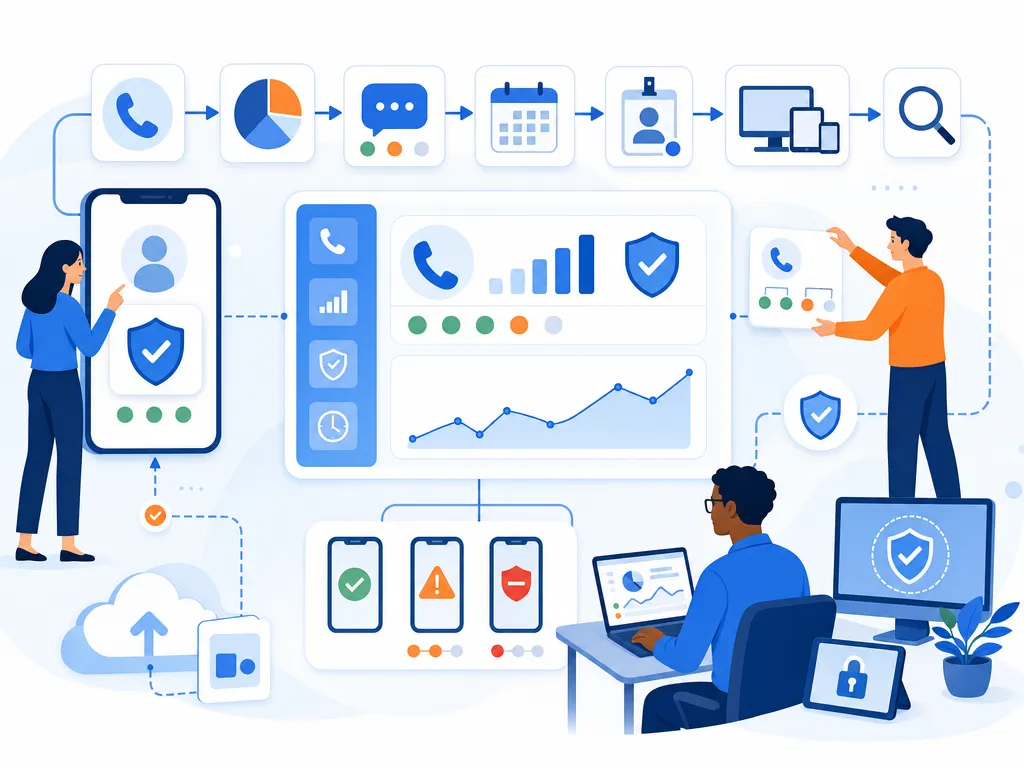 What is caller ID reputation show sales communication software in use by a revenue team illustration