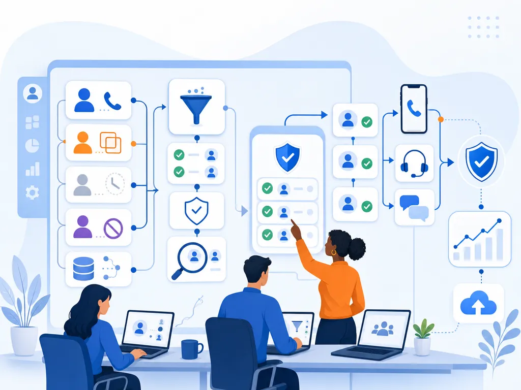 Protect reputation with better lead quality show sales communication software in use by a revenue team illustration