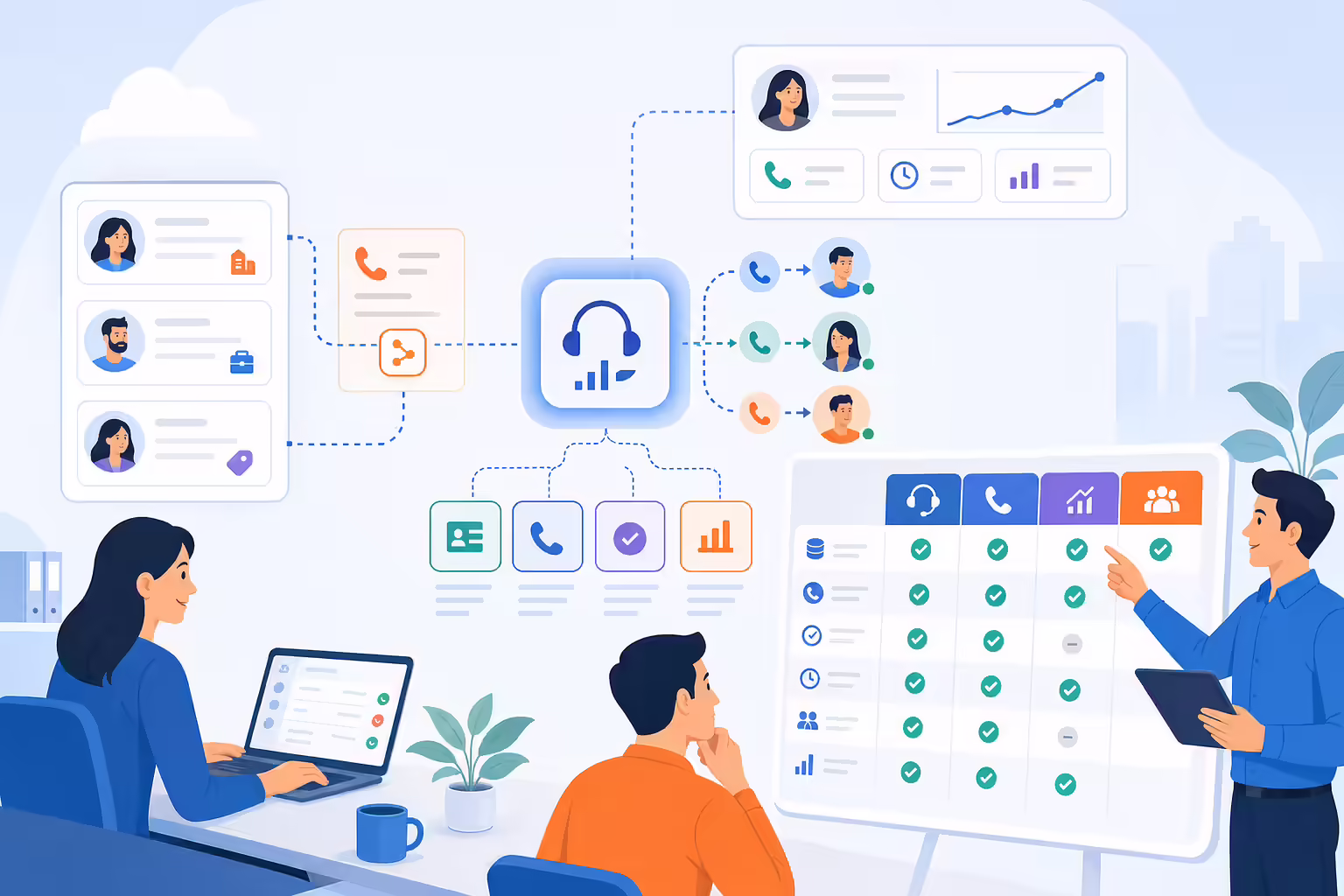 Sales calling workflow review connected to HubSpot