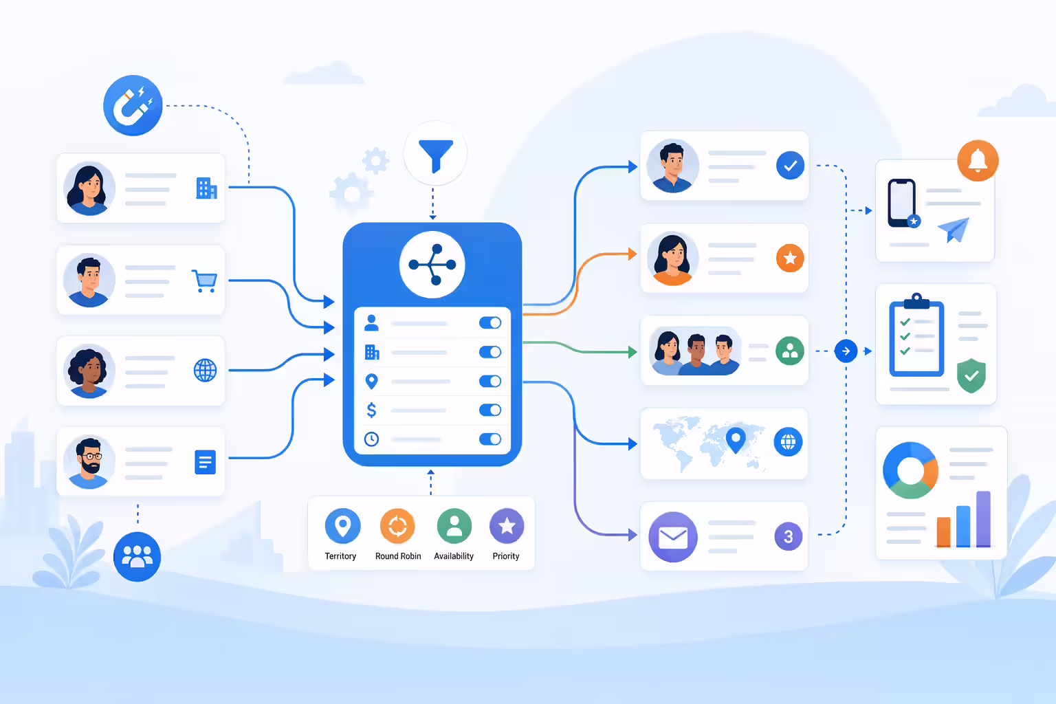 Lead routing workflow assigning new leads to the right sales owner