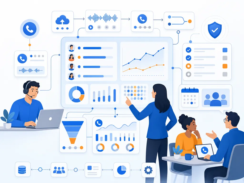 Sales call analytics dashboard examples answer common buyer questions with a concise visual summary illustration