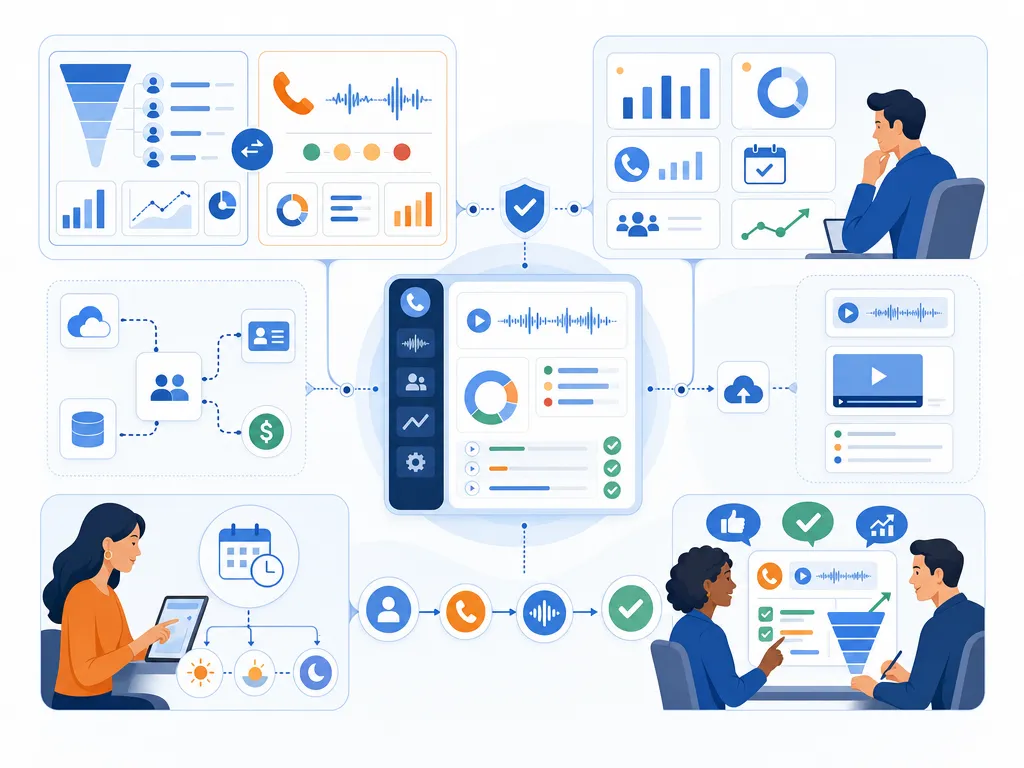 Sales call dashboard FAQ answer common buyer questions with a concise visual summary illustration
