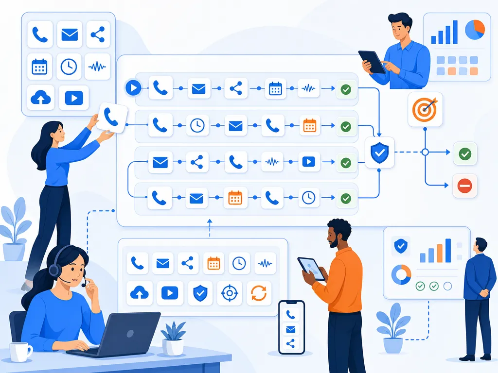 SDR call cadence templates you can adapt show sales communication software in use by a revenue team illustration