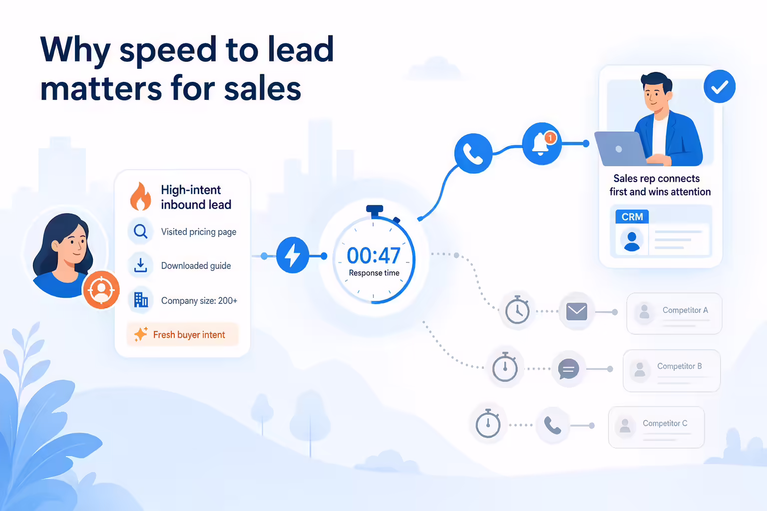 Fast sales response workflow connecting high intent inbound leads before interest fades