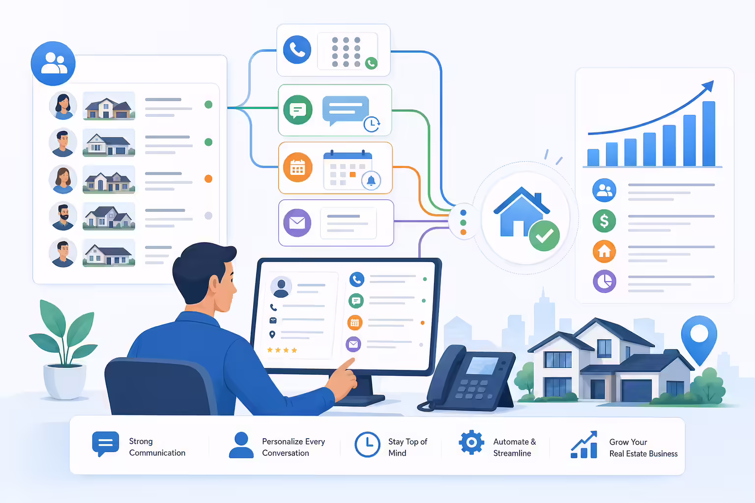 Sales follow-up workflow with calls texts and CRM tasks