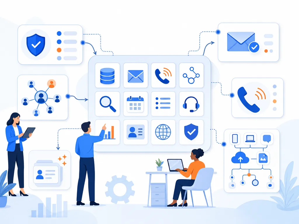 Apollo.io alternatives quick comparison show an unlabeled evaluation checklist or decision matrix using icons and simple shapes only illustr