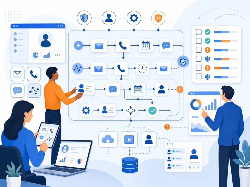 Apollo.io alternatives for sales outreach show an unlabeled evaluation checklist or decision matrix using icons and simple shapes only illus