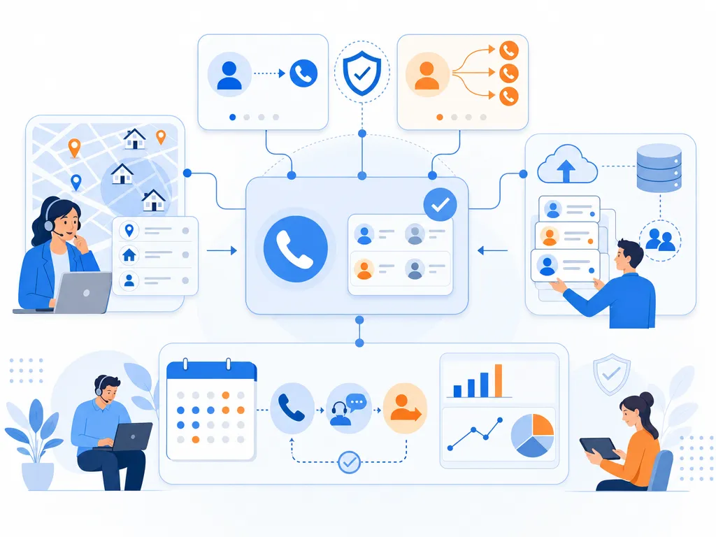 Cold Calling Dialer FAQs answer common buyer questions with a concise visual summary illustration