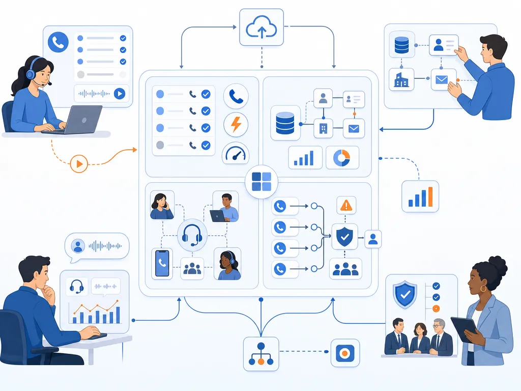Best HubSpot dialer by sales team need show an unlabeled evaluation checklist or decision matrix using icons and simple shapes only illustra