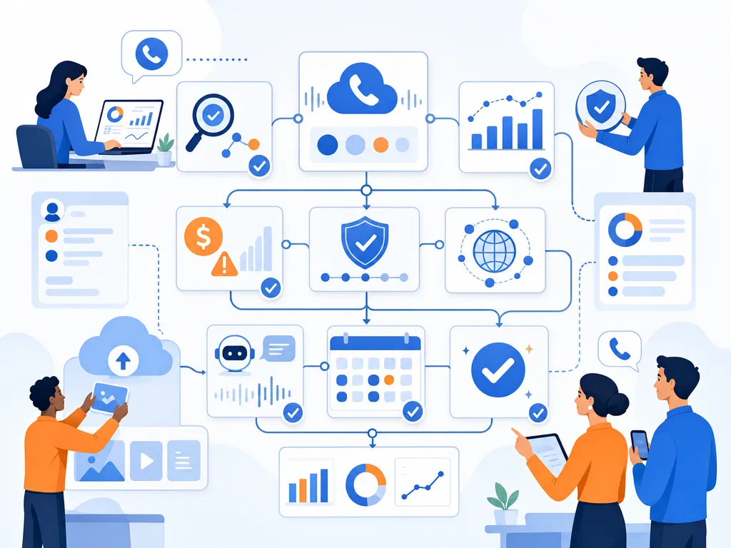 How we checked these VoIP statistics show sales communication software in use by a revenue team illustration