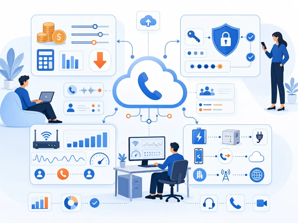 Business VoIP statistics FAQs answer common buyer questions with a concise visual summary illustration
