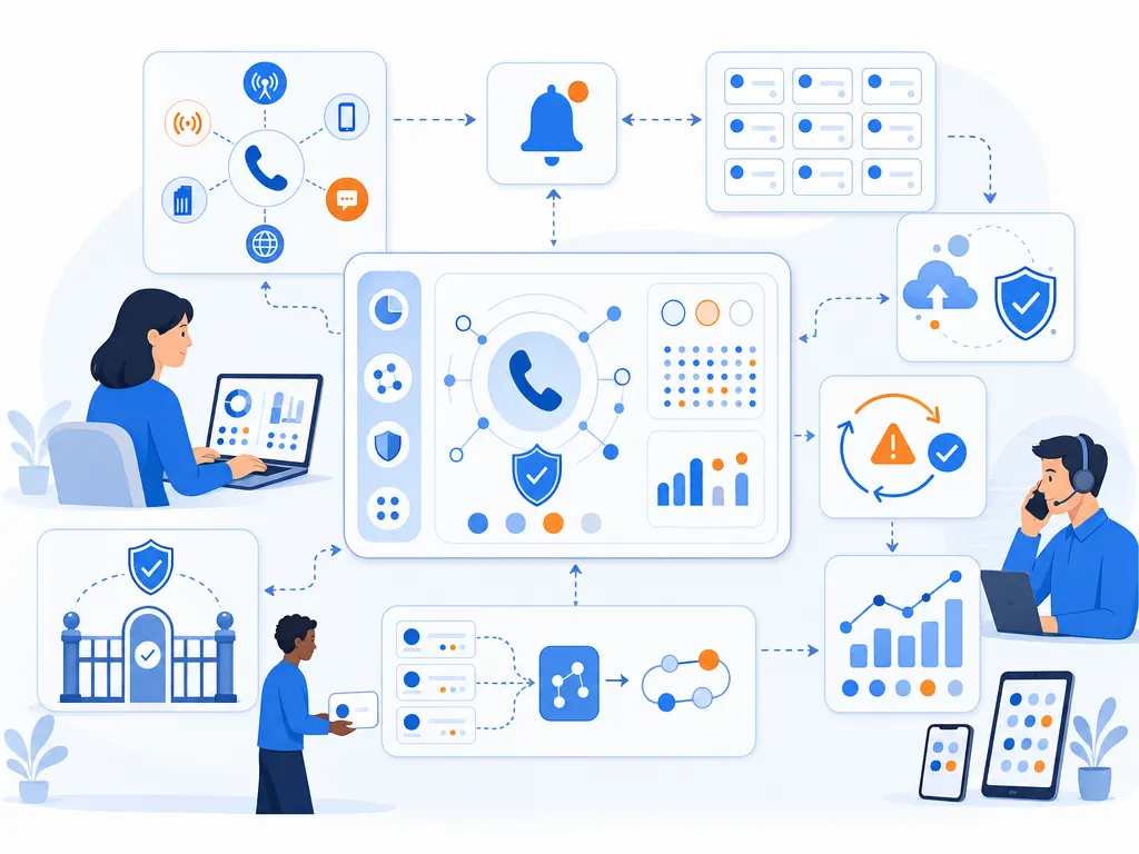 Key caller ID reputation software features show compliant workflow guardrails without legal-document imagery illustration