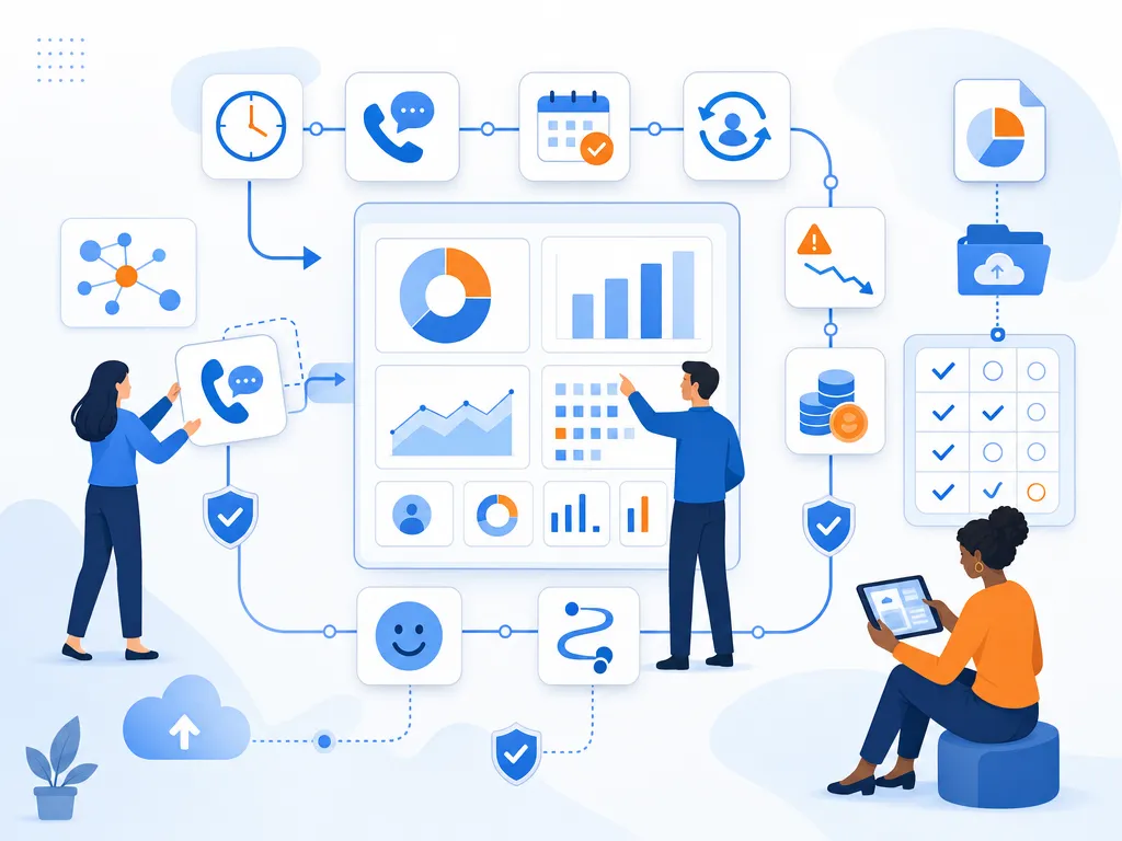 How to measure customer engagement show an unlabeled evaluation checklist or decision matrix using icons and simple shapes only illustration