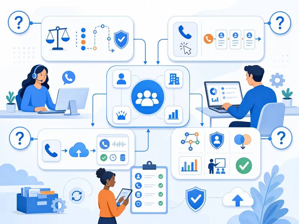 Salesforce dialer FAQs answer common buyer questions with a concise visual summary illustration