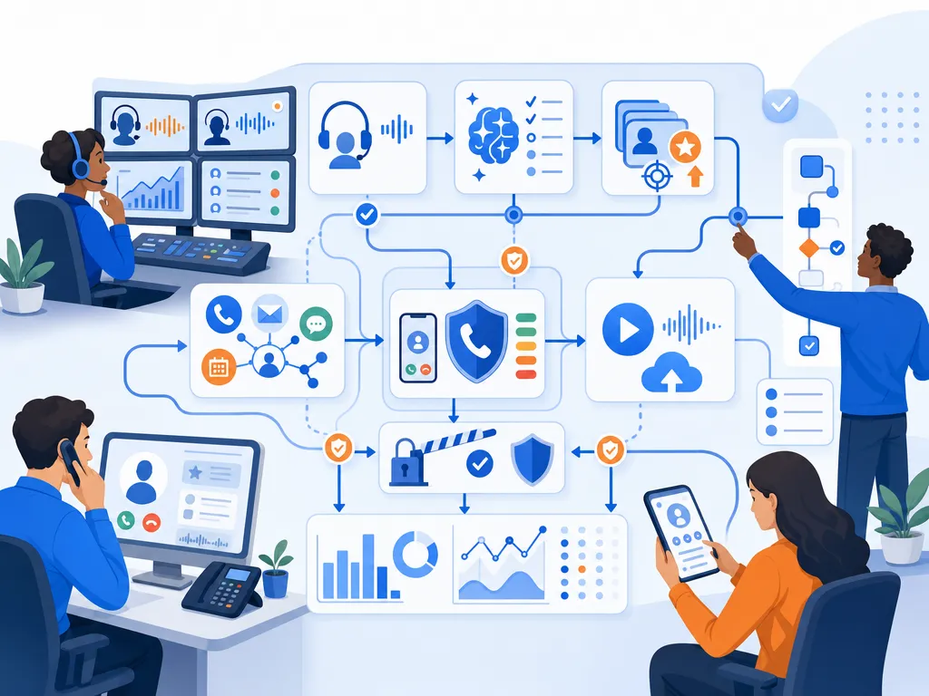 Advanced power dialer features for high volume teams show compliant workflow guardrails without legal-document imagery illustration