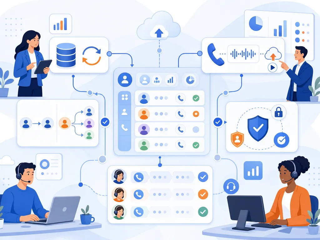 Power dialer features FAQ answer common buyer questions with a concise visual summary illustration